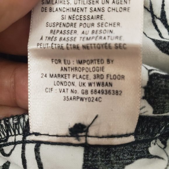 Anthropologie Maeve Black & White Floral Shift Dress Size 8 - Picture 10 of 10